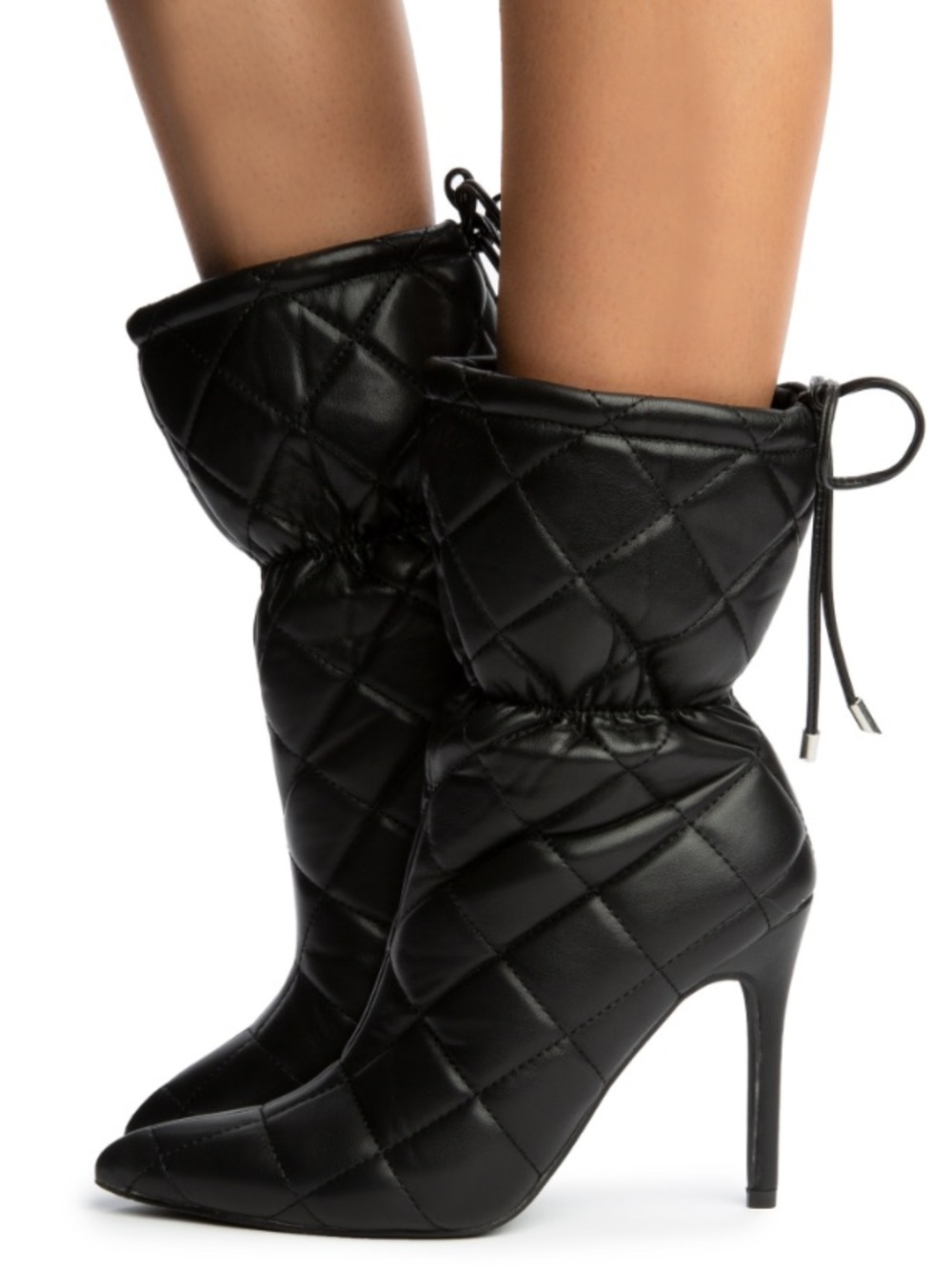 Cape Robbin Makayla quilted black stiletto booties